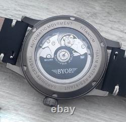 BYOP Meridian Titanium GMT (yellow) Pilot Watch Seiko Automatic Sapphire C3 Lume