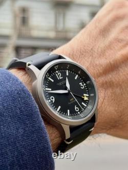 BYOP Naviator Titanium Ghost GMT (yellow) Pilot Watch Miyota 9075 C3/BGW9 Lume