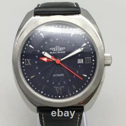 Balmer GMT Mens Watch 43mm Blue Dial GMT Date Automatic 48529-SS Swiss Leather