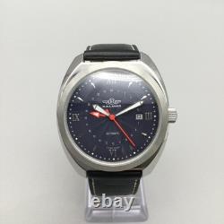 Balmer GMT Mens Watch 43mm Blue Dial GMT Date Automatic 48529-SS Swiss Leather