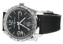 Bell And Ross Gmt Black Dial 42mm Stainless Steel On Rubber Strap Brv123-bl-gmt