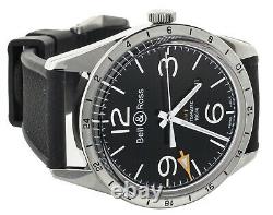 Bell And Ross Gmt Black Dial 42mm Stainless Steel On Rubber Strap Brv123-bl-gmt