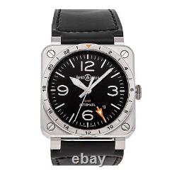 Bell & Ross BR-03-93 GMT Auto 42mm Steel Mens Strap Watch BR0393-GMT-ST/SCA