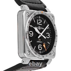 Bell & Ross BR-03-93 GMT Auto 42mm Steel Mens Strap Watch BR0393-GMT-ST/SCA