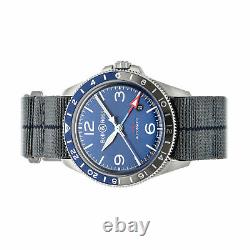 Bell & Ross BR V2-93 GMT Steel Auto 41mm Mens Watch BRV293-BLU-ST/SF