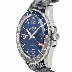 Bell & Ross BR V2-93 GMT Steel Auto 41mm Mens Watch BRV293-BLU-ST/SF