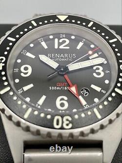 Benarus World Diver Gmt Swiss Eta 2893-2 Automatic 45mm 500m Diver Blasted Steel