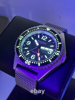 Benarus World Diver Gmt Swiss Eta 2893-2 Automatic 45mm 500m Diver Blasted Steel