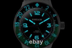 Borealis Sea Storm GMT Version BI Green Black Bezel Date NEW