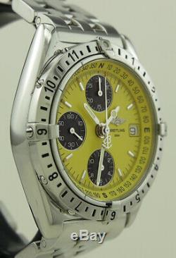 Breitling A20048 39mm Yellow Black Panda Dial Chronomat Longitude GMT Chrono