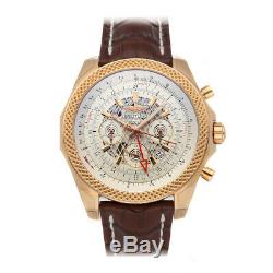 Breitling Bentley B04 GMT Auto Rose Gold Mens Strap Watch RB043112/G775