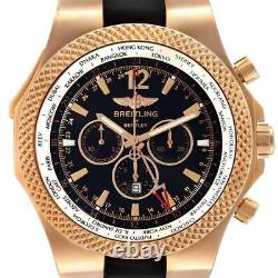 Breitling Bentley GMT Black Dial Rose Gold Mens Watch R47362 Box Card