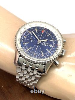 Breitling Men's Watch A24322 Navitimer GMT Swiss Automatic Chronograph Blue Dial