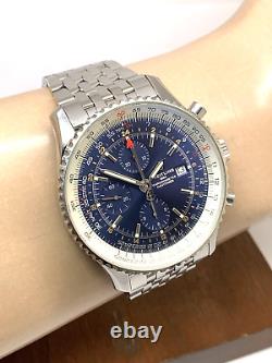 Breitling Men's Watch A24322 Navitimer GMT Swiss Automatic Chronograph Blue Dial