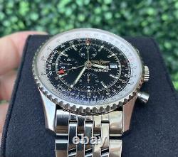 Breitling Navitimer World 46mm GMT Mens Watch Rare Black Dial- A23422