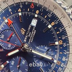 Breitling Navitimer World Chronograph GMT Watch Ref A24322 Blue Dial 2 Bands