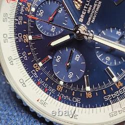 Breitling Navitimer World Chronograph GMT Watch Ref A24322 Blue Dial 2 Bands