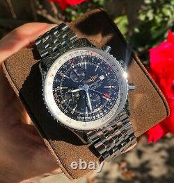 Breitling Navitimer World GMT 46mm A24322121B2A1 FULL SET Men's Watch Black Dial