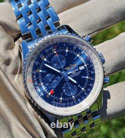 Breitling Navitimer World GMT Chronograph A24322 Blue Dial 46mm Watch +Papers