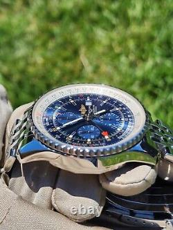 Breitling Navitimer World GMT Chronograph A24322 Blue Dial 46mm Watch +Papers