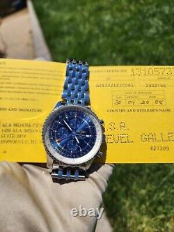 Breitling Navitimer World GMT Chronograph A24322 Blue Dial 46mm Watch +Papers