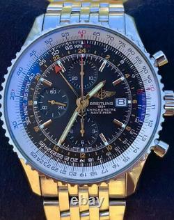 Breitling Navitimer World GMT Chronograph Steel Bracelet Black Dial 46 Full Set