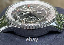 Breitling Navitimer World GMT Chronograph Steel Bracelet Black Dial 46 Full Set