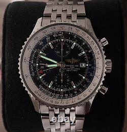 Breitling Navitimer World GMT Chronograph Steel Bracelet Black Dial 46 Full Set