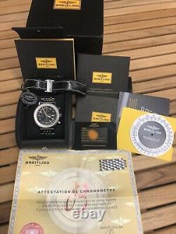 Breitling Navitimer world GMT black face stainless steel band A24322 box/papers