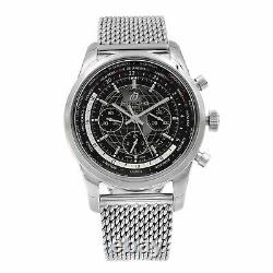 Breitling Transocean Unitime Black Dial Steel Automatic Mens Watch AB0510U4/BE84