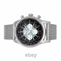 Breitling Transocean Unitime Chrono Auto Steel Men Bracelet Watch AB0510U4/BB62