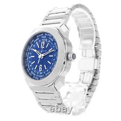 Bulgari Octo 103481 Blue Roma GMT Worldtimer Dial Mens 41mm Steel Watch