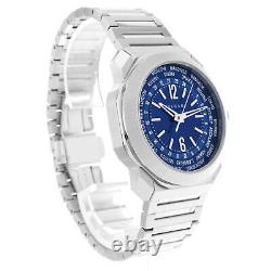 Bulgari Octo 103481 Blue Roma GMT Worldtimer Dial Mens 41mm Steel Watch