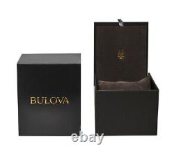Bulova 96B385 Men's Wilton GMT Black Leather Band Blue Dial Automatic Watch