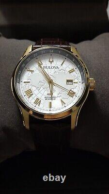 Bulova Men's Automatic GMT Brown Leather Calendar 43MM Watch 97B210 New