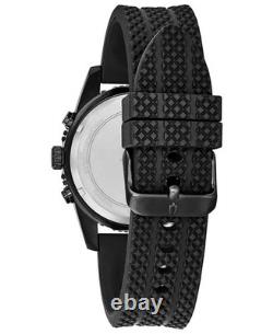 Bulova Men's Sport Chronograph GMT Blue Black Silicone Quartz Watch 43MM 98A211
