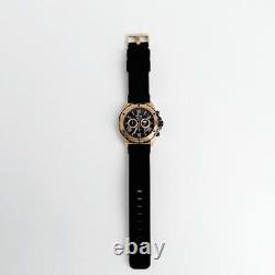 Bulova New Men's 98B104 Black/Rose Gold Quartz Rubber Strap Watch 44mm