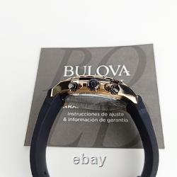 Bulova New Men's 98B104 Black/Rose Gold Quartz Rubber Strap Watch 44mm