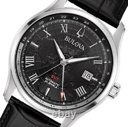 Bulova Wilton GMT Automatic Sapphire Black Dial Watch 96B387