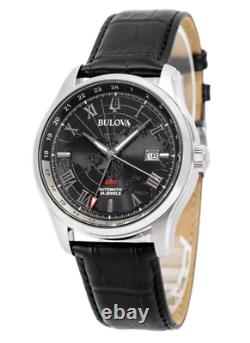 Bulova Wilton GMT Automatic Sapphire Black Dial Watch 96B387