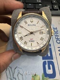 Bulova Wilton GMT Automatic Watch 97B210 Silver Dial 43mm