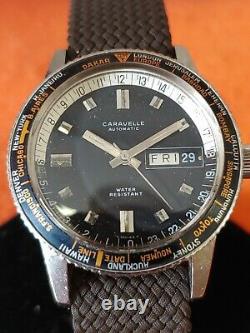 CARAVELLE by Bulova WORLD TIME GMT PILOT DIVER AUTO