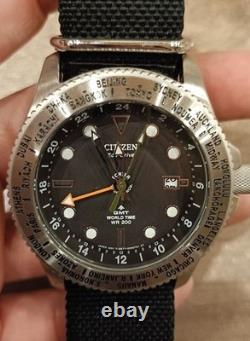CITIZEN GMT World Time PROMASTER PORTER Watch Black Orange Urethane Band