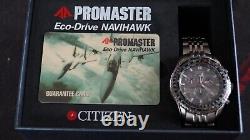 CITIZEN PROMASTER Eco-Drive NAVIHAWK JR3034 Titanium Pilot watch C650 GMT Solar