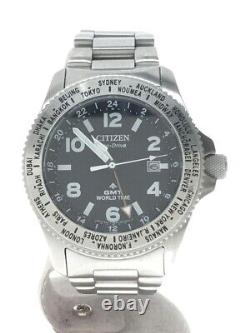 CITIZEN PROMASTER GMT WORLD TIME Eco-Drive Solar Stainless Men's Watch Preowned