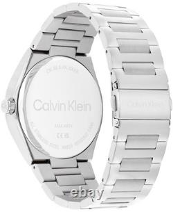 Calvin Klein Distinguish GMT Men's Silver Dial 44mm Quartz Watch 25200489 New
