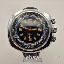 Capion Gmt Mens Watch Stainless Steel 17j Manual Winding World Time & Date