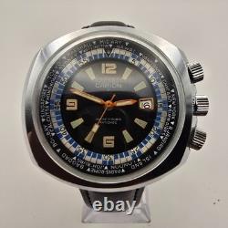 Capion Gmt Mens Watch Stainless Steel 17j Manual Winding World Time & Date