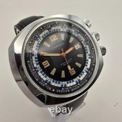 Capion Gmt Mens Watch Stainless Steel 17j Manual Winding World Time & Date