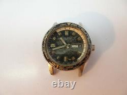 Caravelle World Time Gmt Pilot Diver Auto Vintage 1969 Watch Runs To Restore